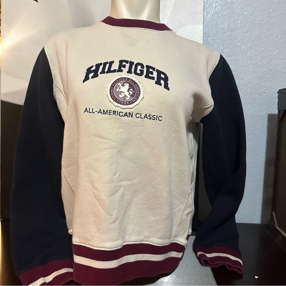 Tommy Hilfiger Cream and Blue  Crewneck Sweater - Picture 1 of 4